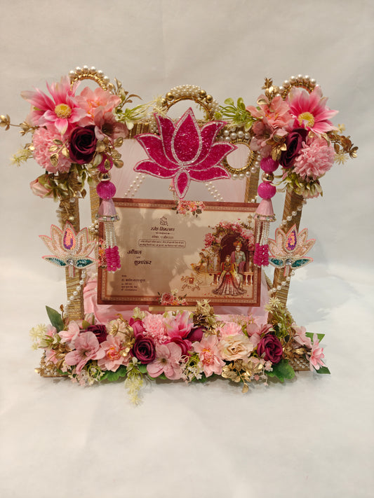 Royal Vivaah Mandap Wedding Card Platter | Luxury Indian Wedding Card Platter in Pink