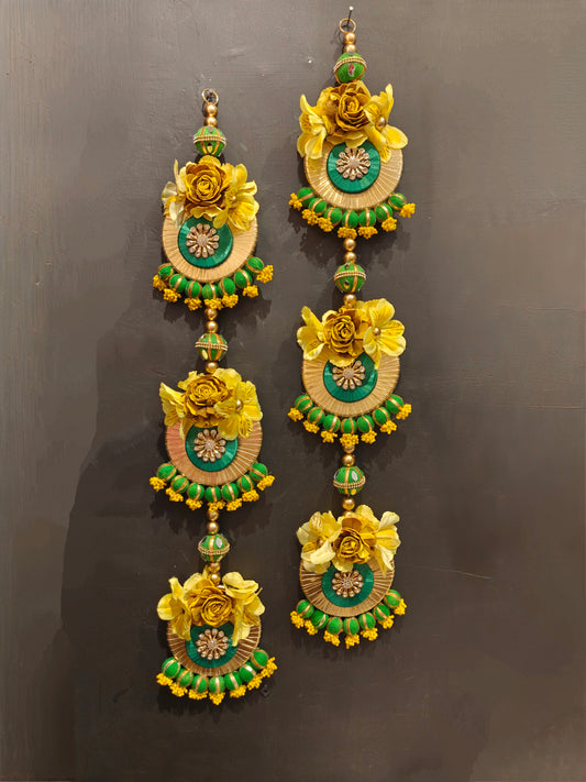 Green Floral Side Hangings