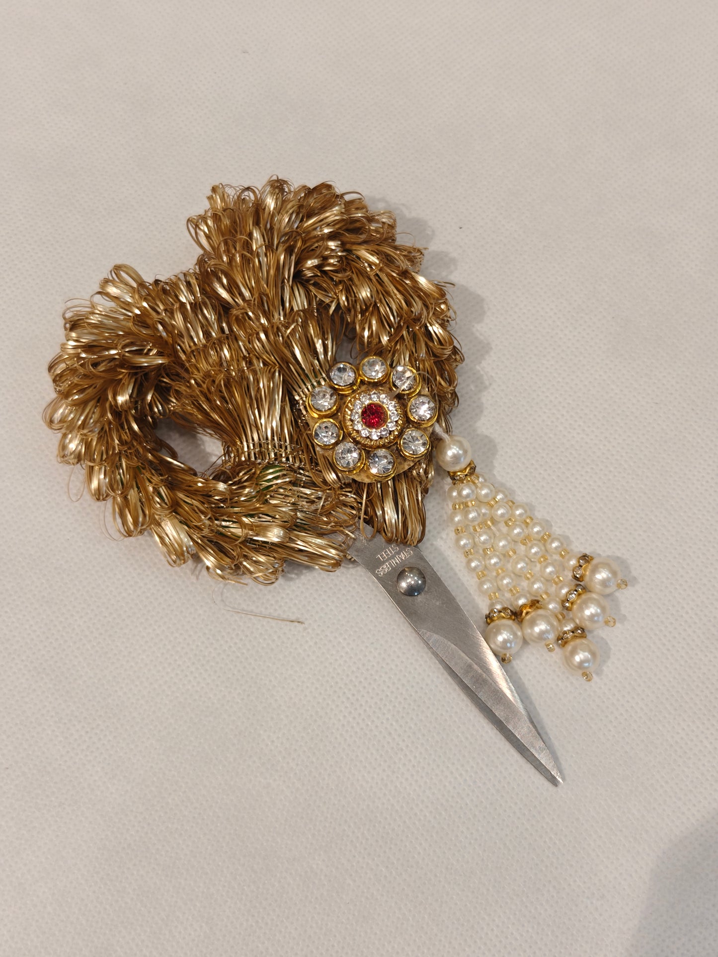 Luxury Ribbon Cutting Platter for Inauguration | Pearl Decor- Golden