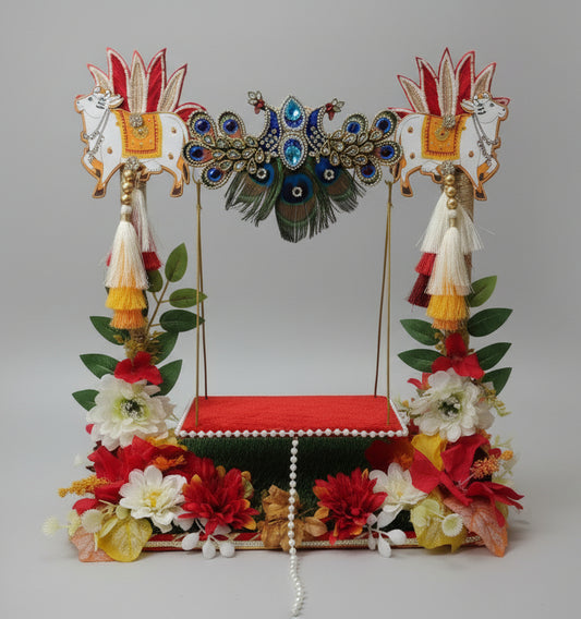 Decorative Thakur Ji Jhula (Swing) in Red