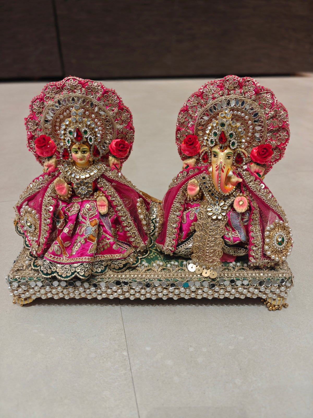 Lakshmi Ganesh Ji with Vastra and Shringar | Height 7 inches