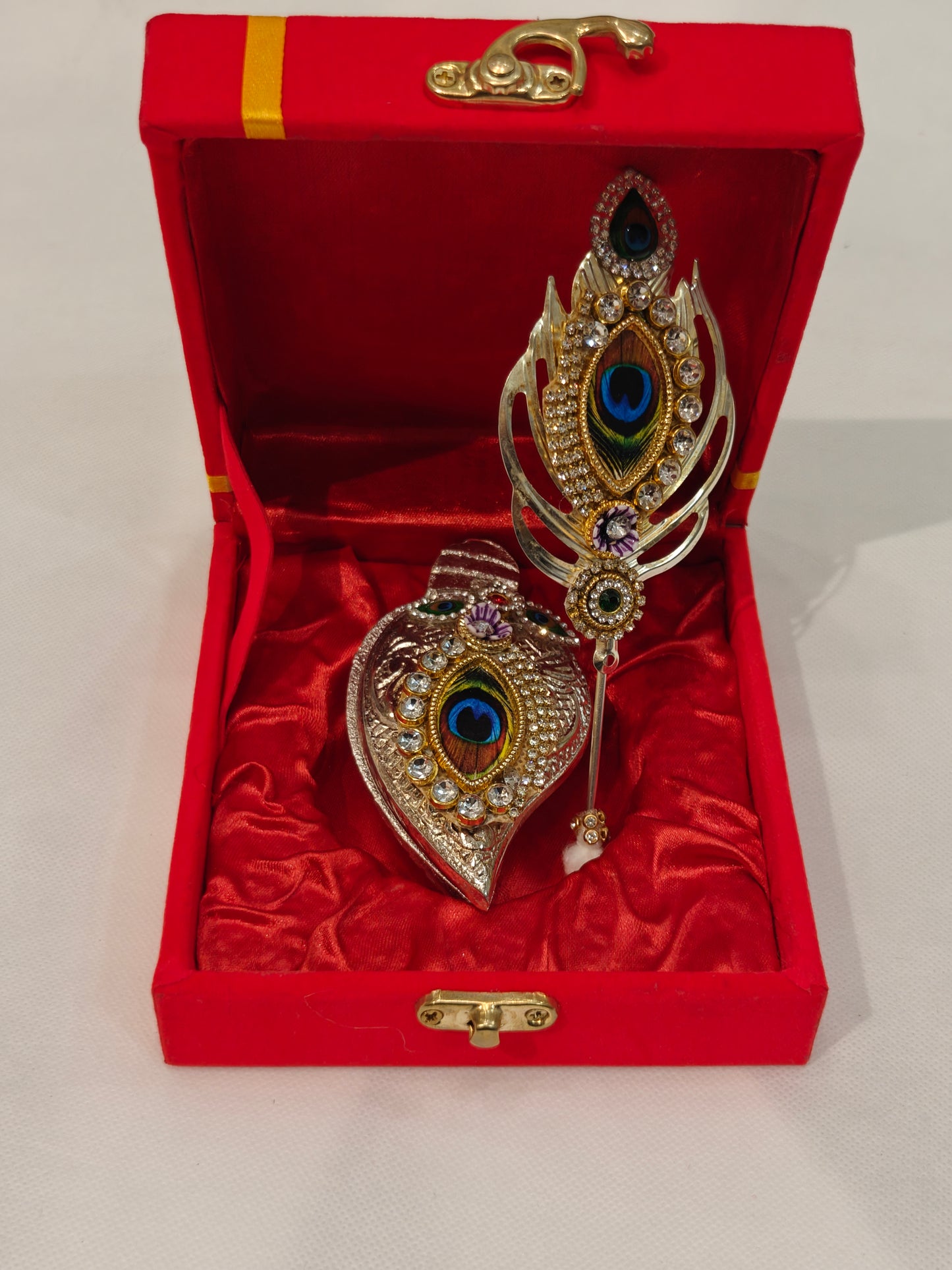 Metal Tilak Platter with Box Packing | Peacock Design Tilak Thaal for Weddings