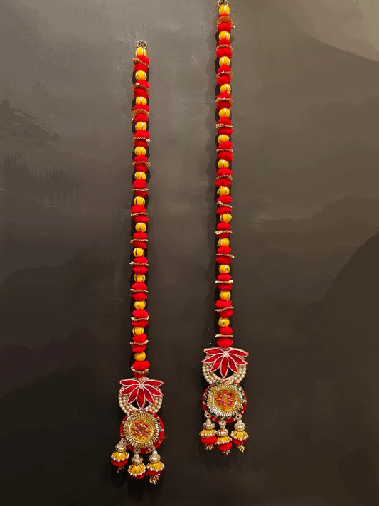 Red Pom Pom  Side Hangings