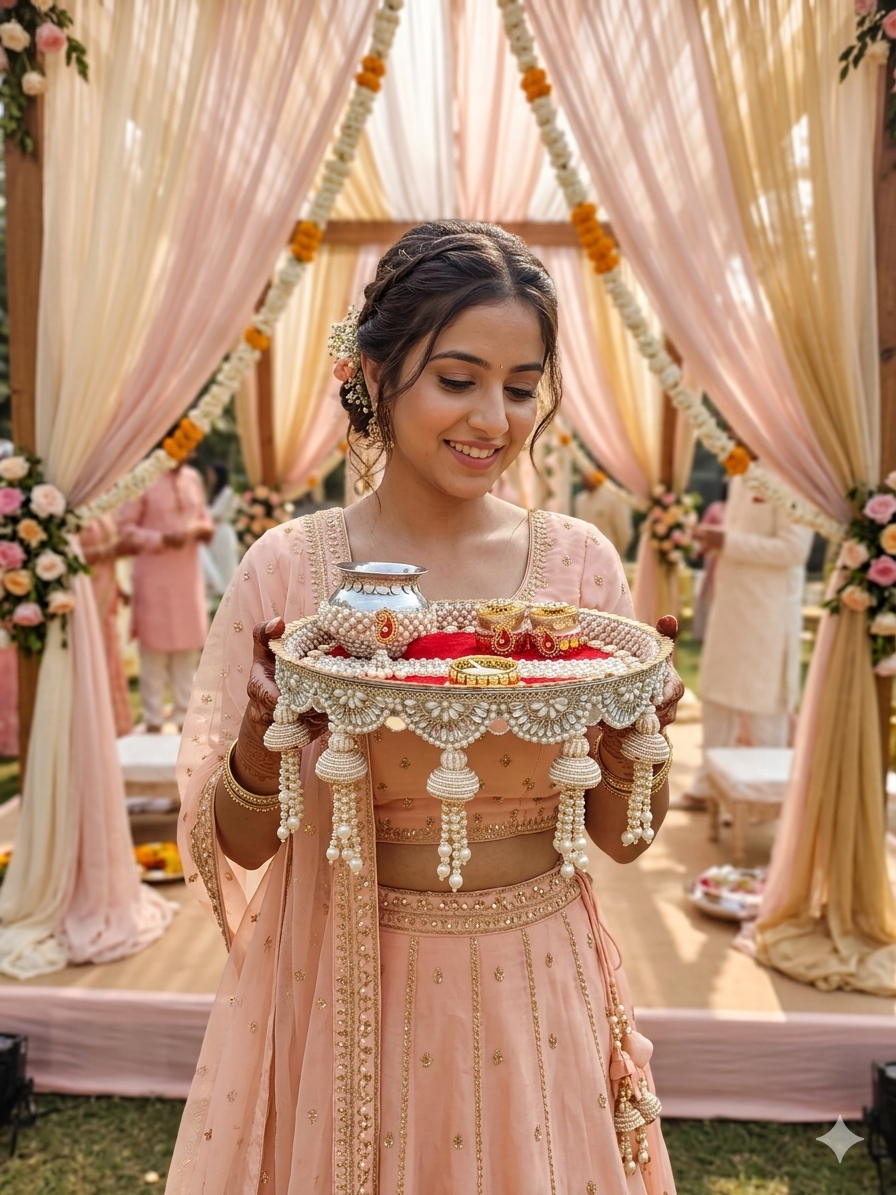 Decorative Pooja Thali for Wedding & Festive Rituals / Designer Pooja Thali Set / The Wedding Station
