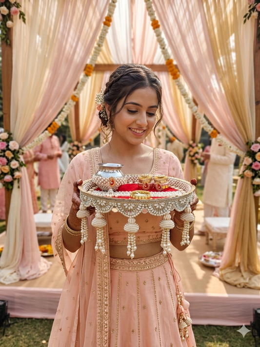 Decorative Pooja Thali for Wedding & Festive Rituals / Designer Pooja Thali Set / The Wedding Station