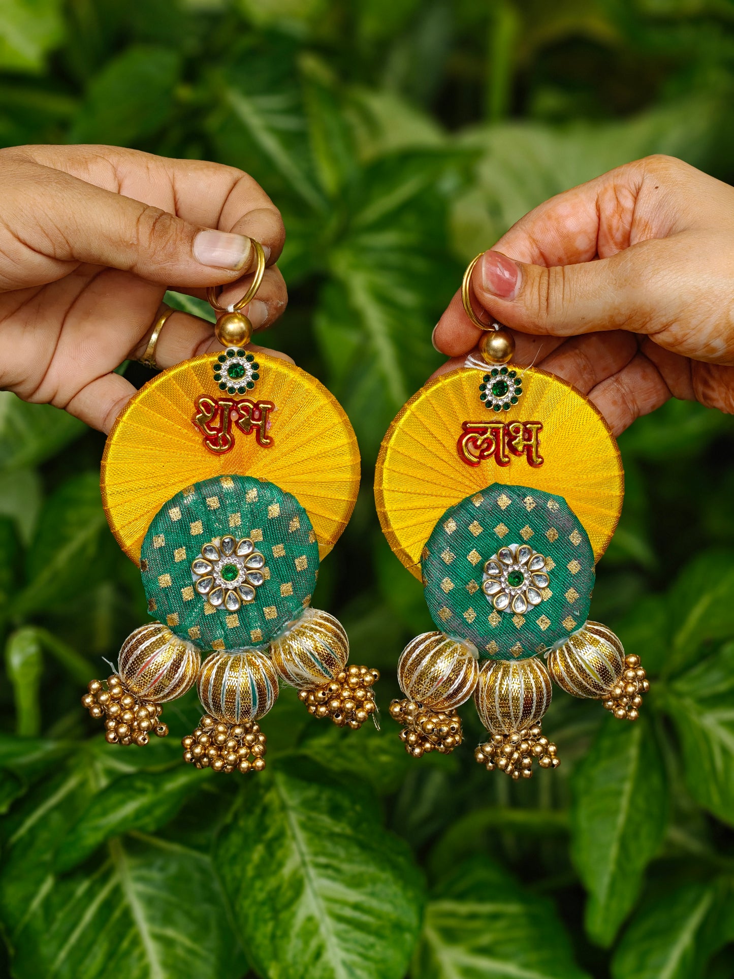 Handcrafted Shubh Laabh Hanging for Diwali & Festive Decor – Traditional Door & Wall Toran Accent | 6 × 3 Inches