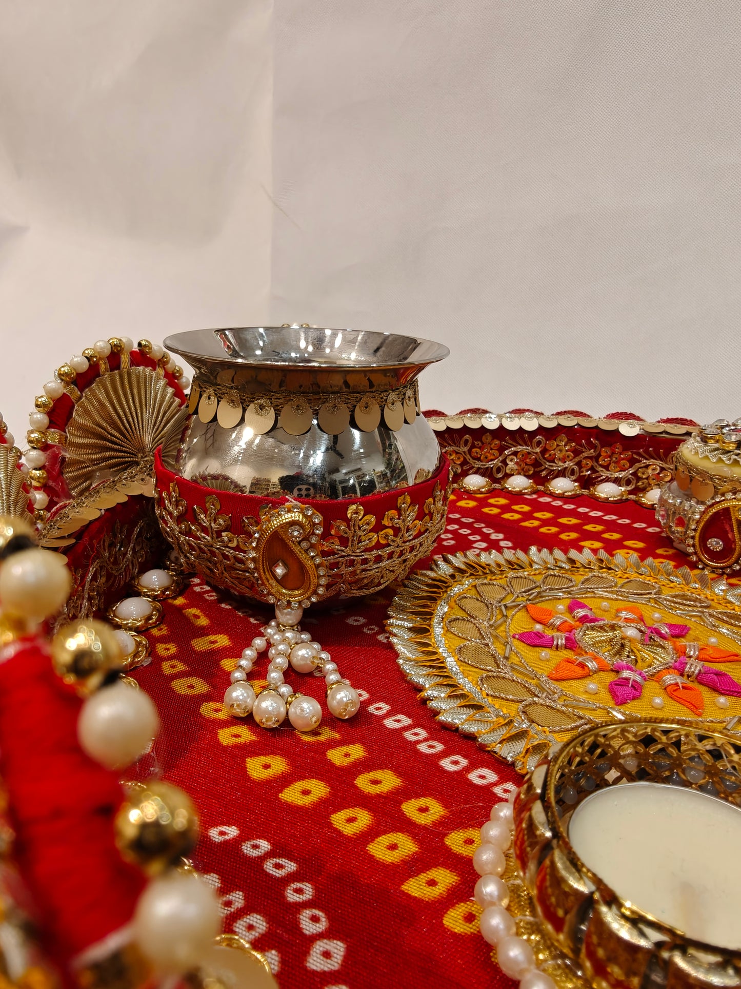 Designer Wedding Pooja Thali Set | Handmade Decorative Puja Thali for Rituals & Gifting