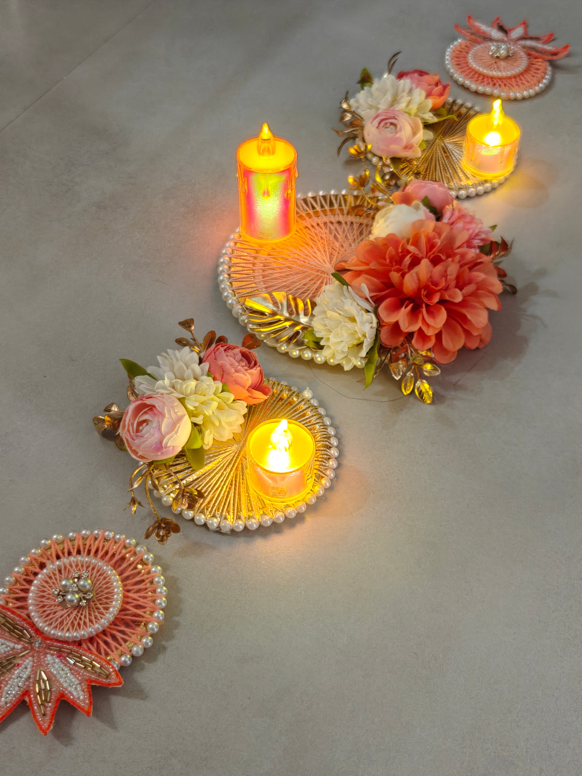 Peach Thread Bangle Table Runner Set of 5 pcs